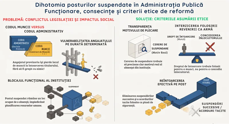 Infografic „Dihotomia posturilor suspendate în administrația publică”